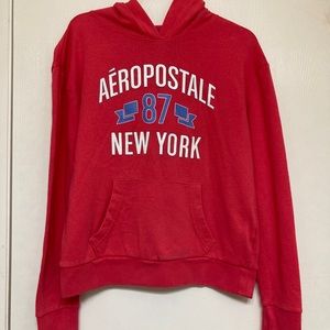 Pink aeropostle hoddie with blue lettering